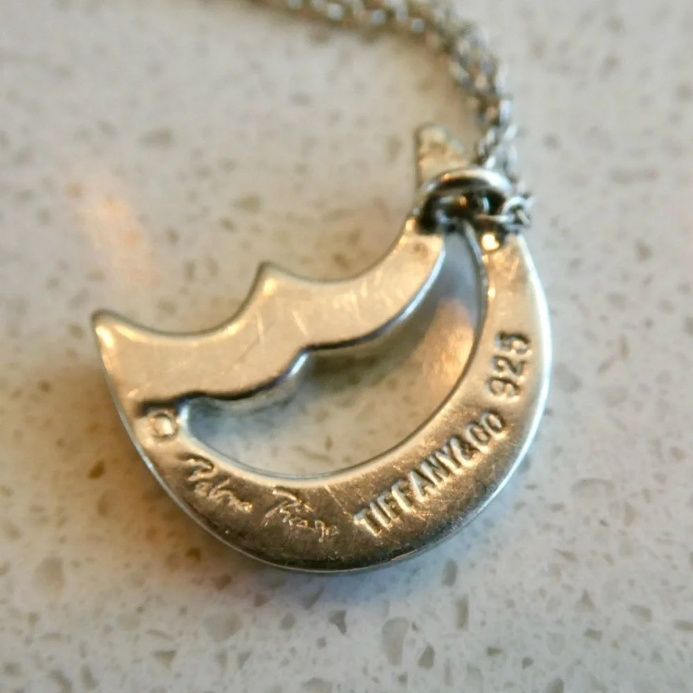 Tiffany & Co Paloma Picasso Sterling Silver Crescent Moon Pendant Necklace - Picture 6 of 9